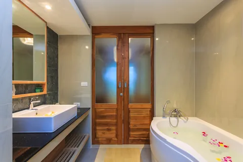 Villa bathroom with bathtub