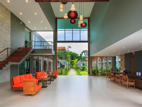 Resort lobby and staircase