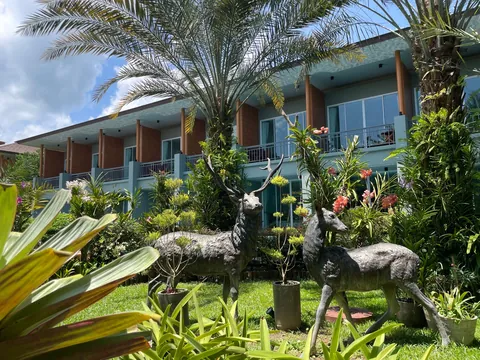 Tropical plants beside the pool