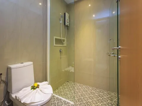 Deluxe bathroom with shower