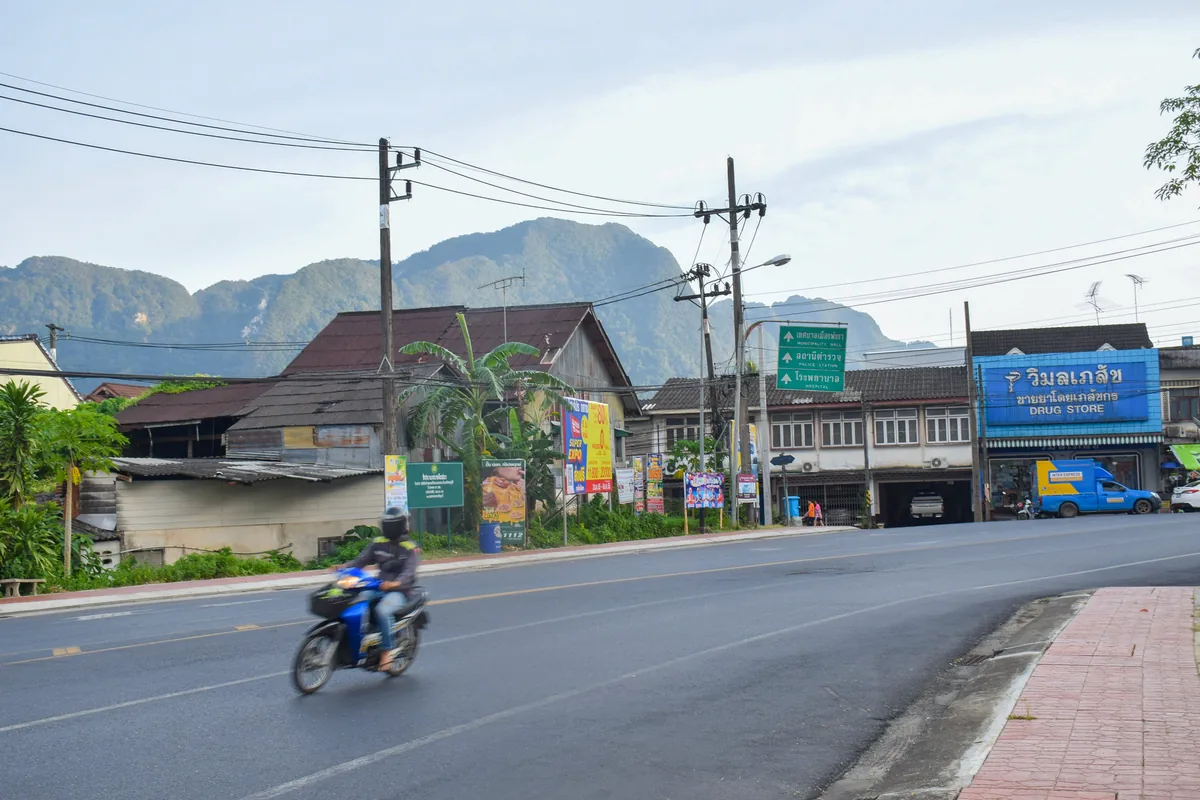 Older buildings beside Phet Kasem Road in Phang Nga town